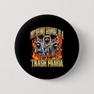 Badge Rond 5 Cm Raton laveur Mon animal de Srit est un panda poube