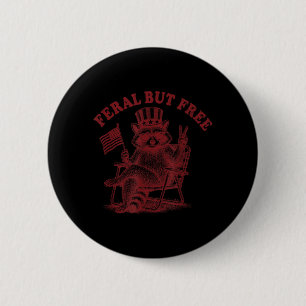 Badge Rond 5 Cm Raton Laveur Sauvage Mais Drôle 4 Juillet