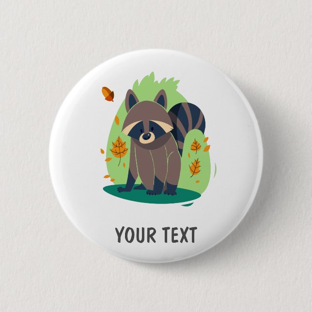 Badge Rond 5 Cm Raton laveur timide mignon (Devant)