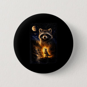 Badge Rond 5 Cm Raton laveur vintage 90 hurle à la lune raton lave