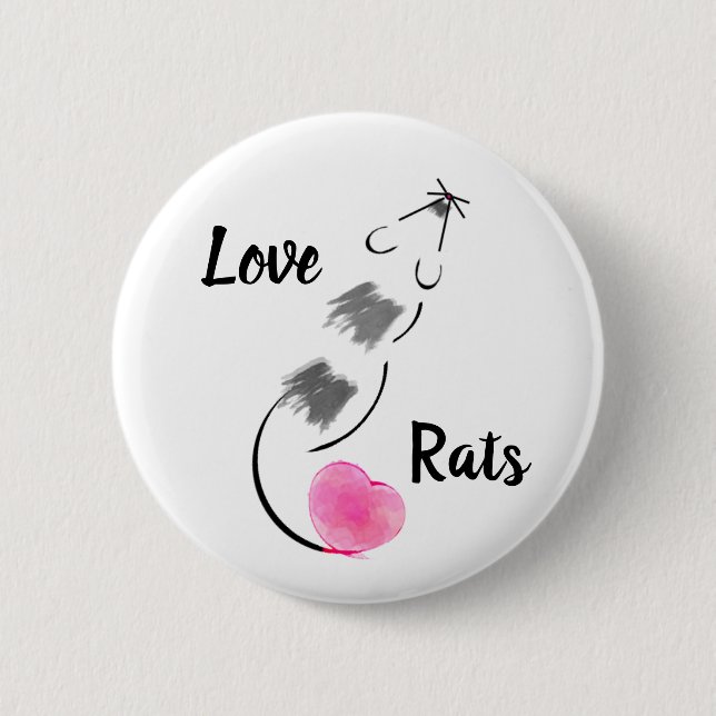 Badge Rond 5 Cm Rats d'amour - ombragés (Devant)