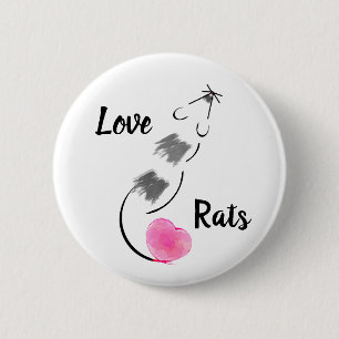 Badge Rond 5 Cm Rats d'amour - ombragés