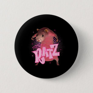 Badge Rond 5 Cm Ratz Fun Souris Rose Rat Mème Hommes Femmes Hallow
