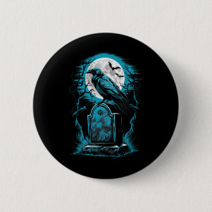 Badge Rond 5 Cm Raven Bird Gothique Éffrayant Graveyard
