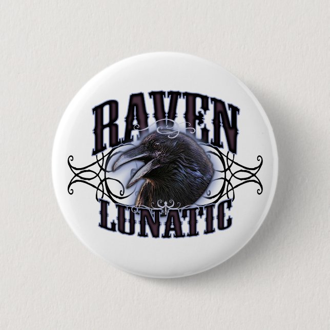 Badge Rond 5 Cm Raven fou (Devant)