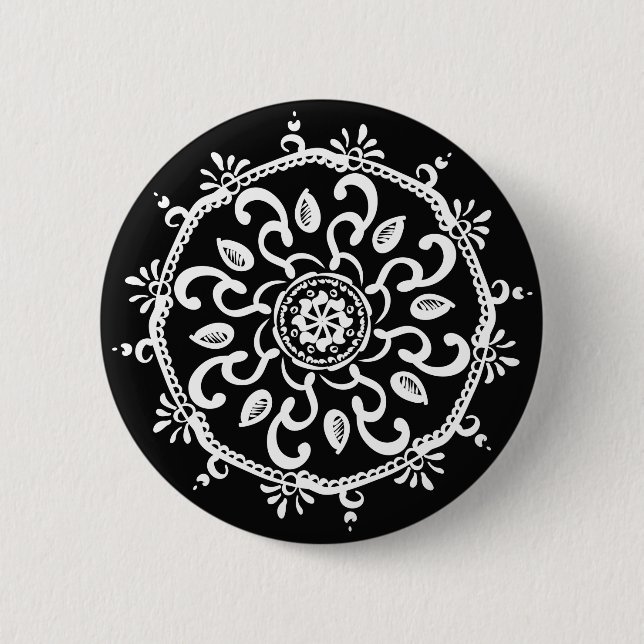 Badge Rond 5 Cm Raven Mandala (Devant)