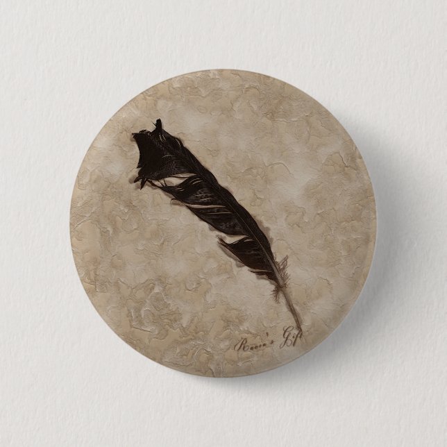 Badge Rond 5 Cm Raven's Feather Bird-lover Crow design (Devant)