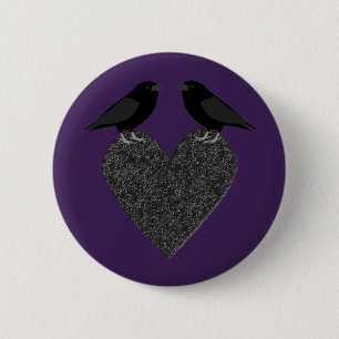Badge Rond 5 Cm Ravens gothiques et Coeur noir