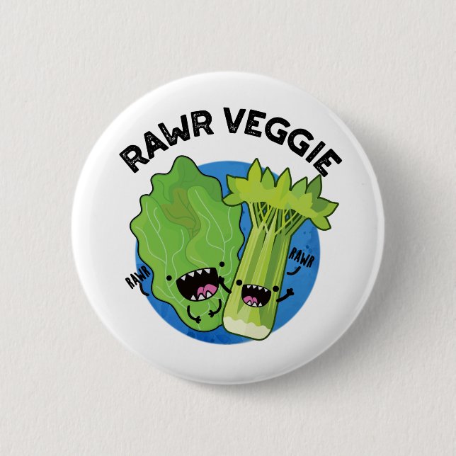 Badge Rond 5 Cm Rawr Veggie Funny Food Pun (Devant)