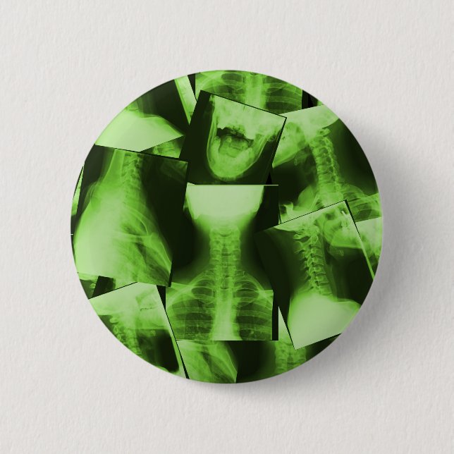 Badge Rond 5 Cm Rayé X - Vert radioactif (Devant)