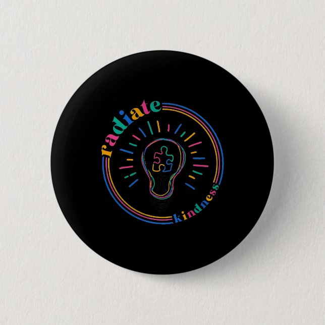 Badge Rond 5 Cm Rayonner Kindness Retro Puzzle Puzzle Autisme Aw (Devant)