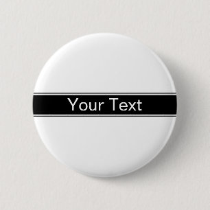 Badge Rond 5 Cm Rayure noire et blanche en gras Texte modifiable