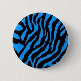 Badge Rond 5 Cm RAYURES BLEUES de TIGRE du TIGRE 80s de COREY