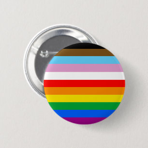 Badge Rond 5 Cm Rayures du drapeau de progrès LGBTQ+