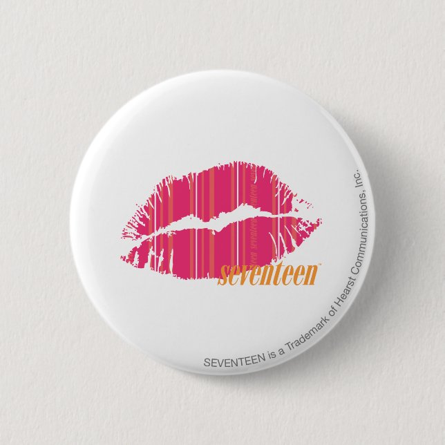Badge Rond 5 Cm Rayures minces magenta (Devant)