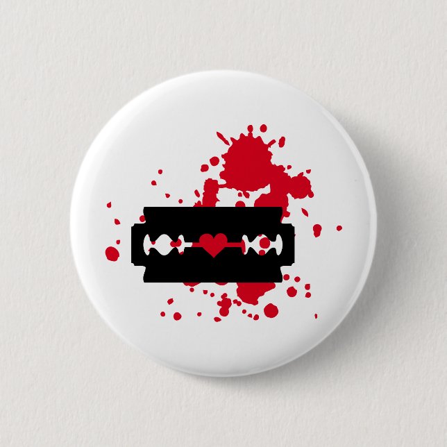 Badge Rond 5 Cm Razor Blade aime le sang (Devant)