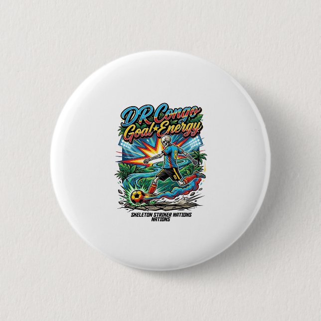 Badge Rond 5 Cm RDC Energie de but Skeleton Buteur Nations Crea (Devant)