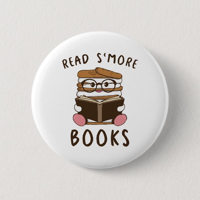Badge Rond 5 Cm Read Smore' Books Camping Reading Books Lover Camp (Devant)