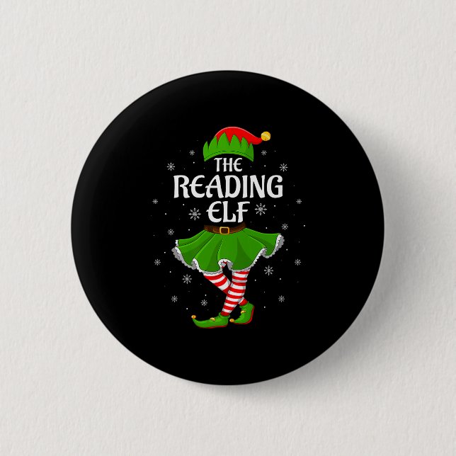 Badge Rond 5 Cm Reading Elf Christmas Family Girls Women Elf Squad (Devant)