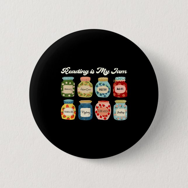 Badge Rond 5 Cm Reading Is My Jam Book Lover Teacher Student Liter (Devant)