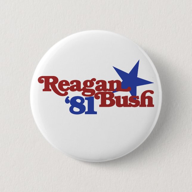 Badge Rond 5 Cm Reagan Bush 81 (Devant)