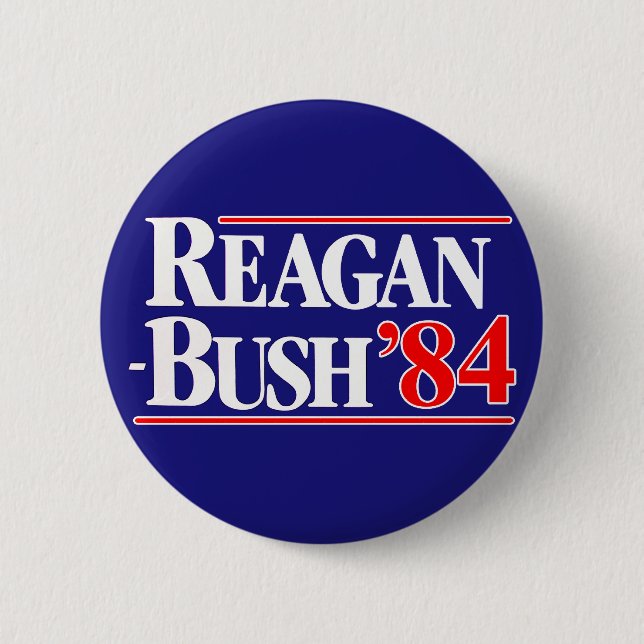 Badge Rond 5 Cm Reagan Bush 84 (Devant)