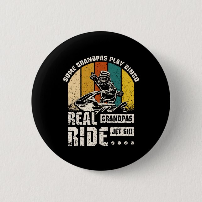 Badge Rond 5 Cm Real Grandpas Ride Jet Ski (Devant)