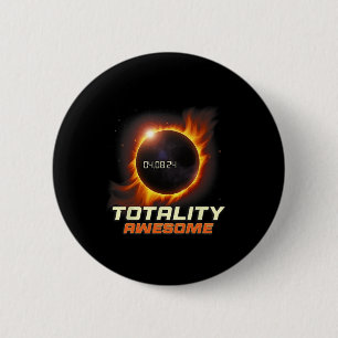 Badge Rond 5 Cm Réaliste Total Solaire Eclipse 2024 Totalité Aweso