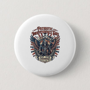 Badge Rond 5 Cm Reaper Chrome Patriotique Squelette de Patriote So