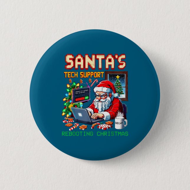 Badge Rond 5 Cm Rebooting Tech Santa's Support Pixel (Devant)