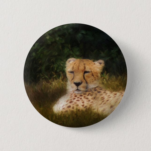 Badge Rond 5 Cm Recenser Cheetah au Fossil Rim Wildlife Centre (Devant)