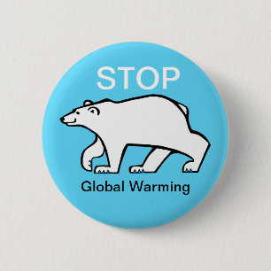 Badge Rond 5 Cm Réchauffement climatique d'arrêt - OURS Polaires -
