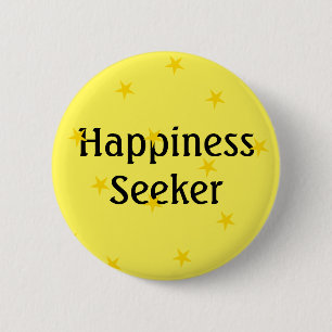 Badge Rond 5 Cm Recherche de bonheur Jaune