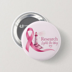 Badge Rond 5 Cm Recherche sur le Ruban Rose de Sensibilisation au
