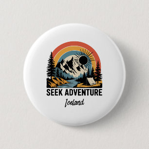 Badge Rond 5 Cm Rechercher Aventure Extérieur Vacances Islande