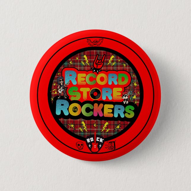 Badge Rond 5 Cm Record Store Rockers Button (Devant)