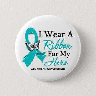 Badge Rond 5 Cm Récupération de dépendance je porte un ruban po