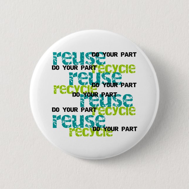 Badge Rond 5 Cm Recycle font votre partie (Devant)