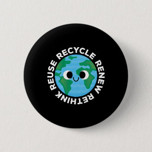 Badge Rond 5 Cm Recycle Réutiliser Renouveler Repenser la crise De