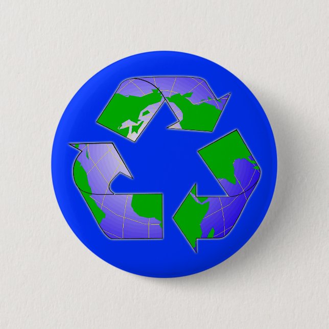 Badge Rond 5 Cm Recycler le symbole avec le bouton Terre (Devant)