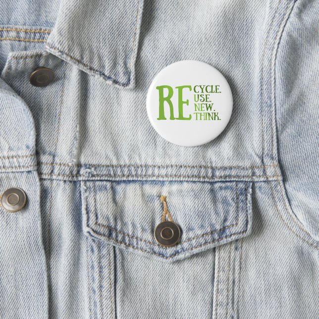 Badge Rond 5 Cm Recycler réduire la réutilisation renouveler repen (En situation)
