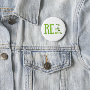 Badge Rond 5 Cm Recycler réduire la réutilisation renouveler repen