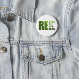 Badge Rond 5 Cm Recycler réduire la réutilisation renouveler repen