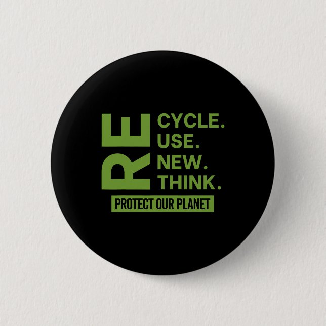 Badge Rond 5 Cm Recycler Réutiliser Repenser Repenser Protéger not (Devant)