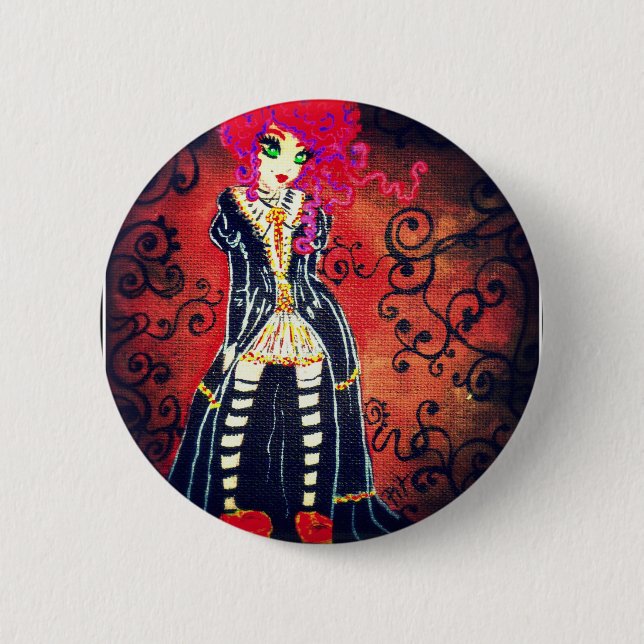 Badge Rond 5 Cm red baroque (Devant)