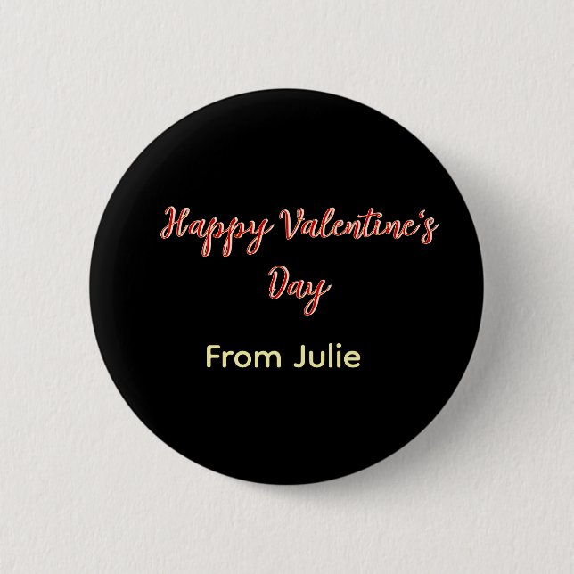 Badge Rond 5 Cm Red black happy Valentine's day from name stylish  (Devant)
