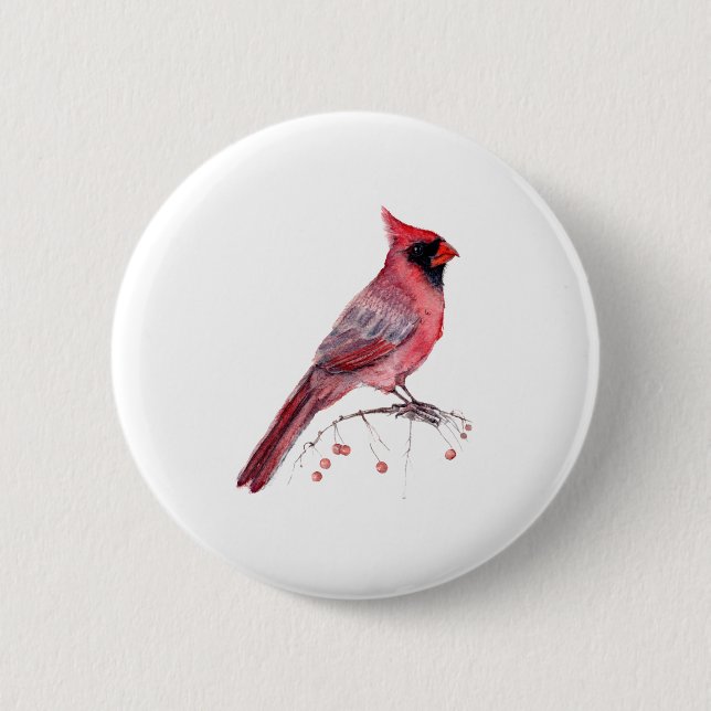 Badge Rond 5 Cm Red Cardinal Bird (Devant)