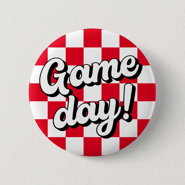 Badge Rond 5 Cm Red Checker Jeu Jour Université Sororité (Devant)