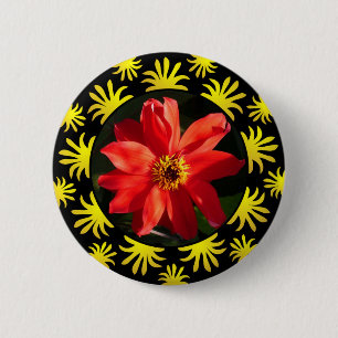 Badge Rond 5 Cm Red Dahlia (Evêque de Llandaff) - Bling