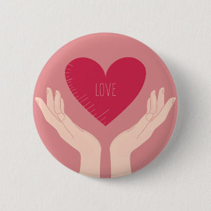 Badge Rond 5 Cm Red Heart aime la Saint Valentin romantique